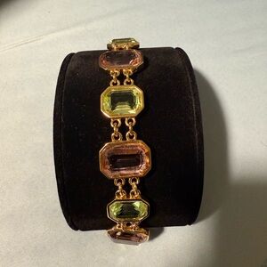 Swarovski Citron and Lavender Gold-tone Bracelet